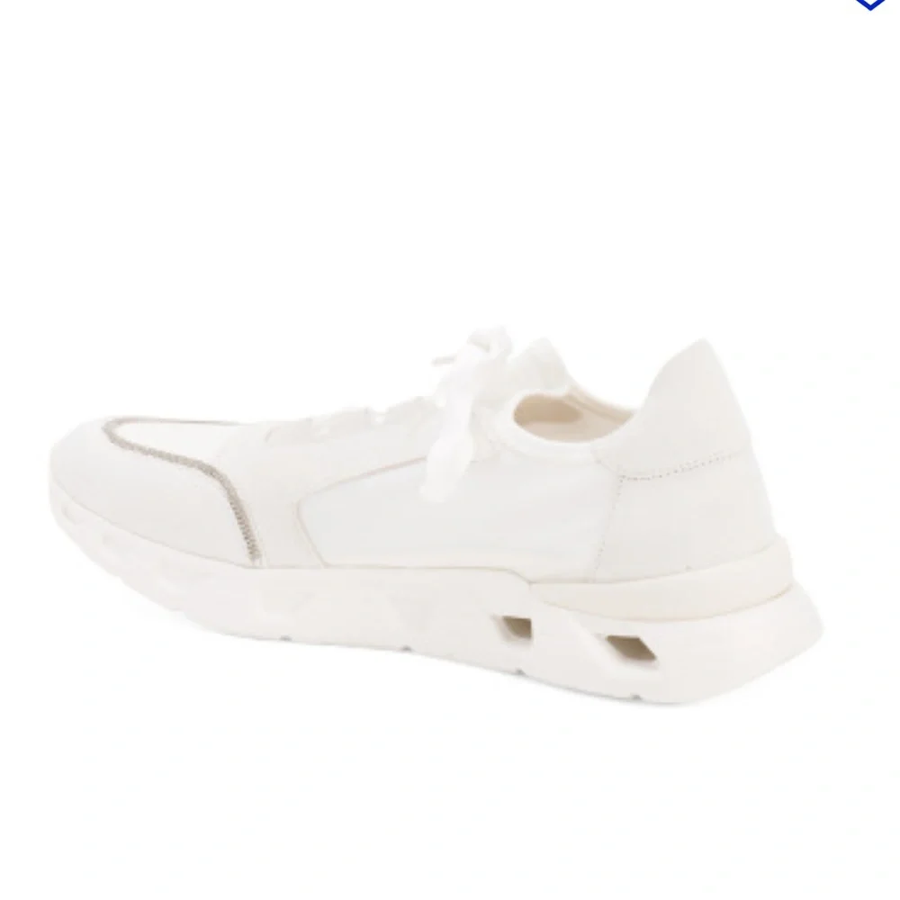 Vaneli Alyce Lace Up Athleisure Sneaker Ice White Suede & Mesh Women’s Size 8 - Picture 6 of 10